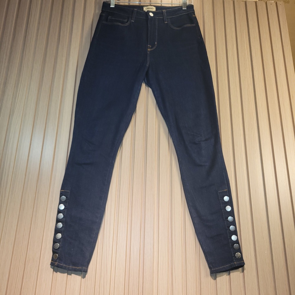 L'AGENCE Piper Skinny Jeans Women 28 Blue Excellent High Rise Button Ankle Rinse